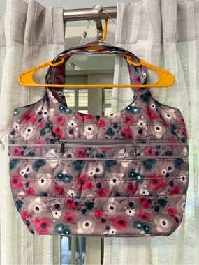 Lug Gondola Floral Shoulder Bag in Pink, Teal and Gray